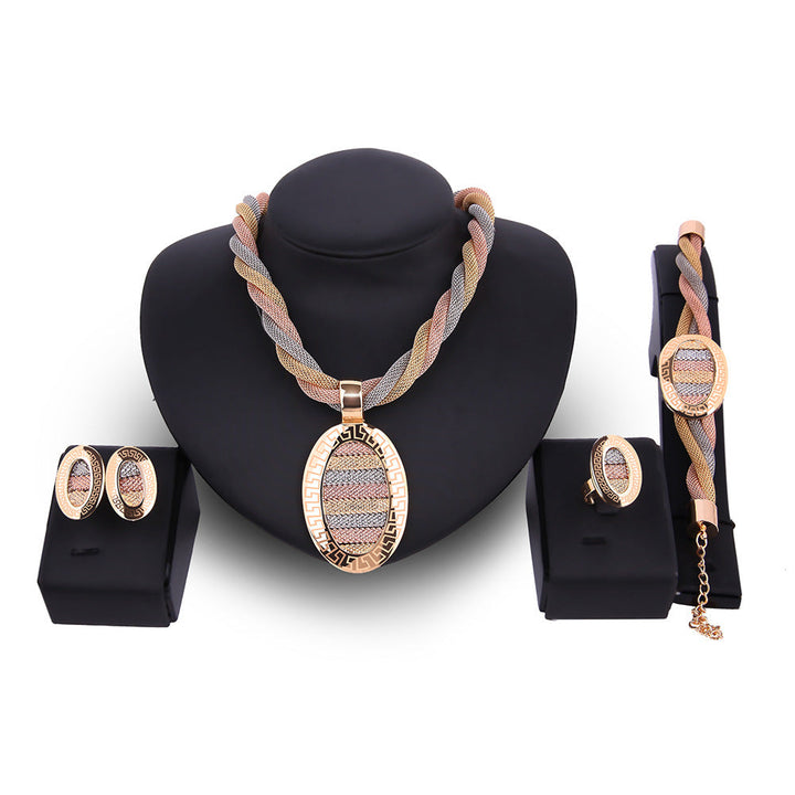 Drune-teiliges Set Halskette, Ohrringe und Armbänder