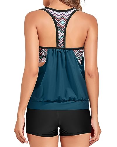 Drune | Blouson Tummy Control Tankini Top & Boyshorts Zweiteiliges Satz