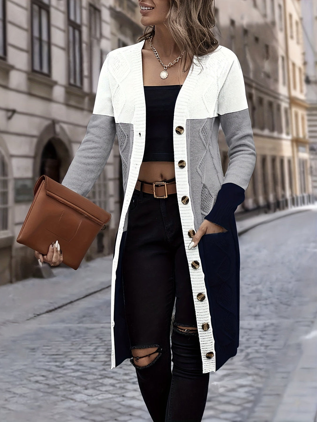 Drune | Ein-Knopf Woll Strickcardigan für Damen - Perfekt für den Alltag