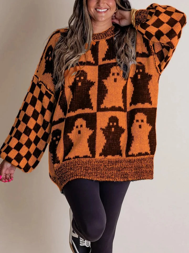 Drune | Halloween Checkered Knit Sweater