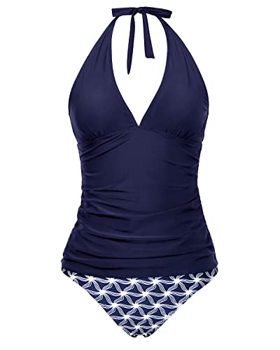 Drune | Damen Sexy V-Ausschnitt Halter Tankini Oberteil Mit Bikini Unterteil