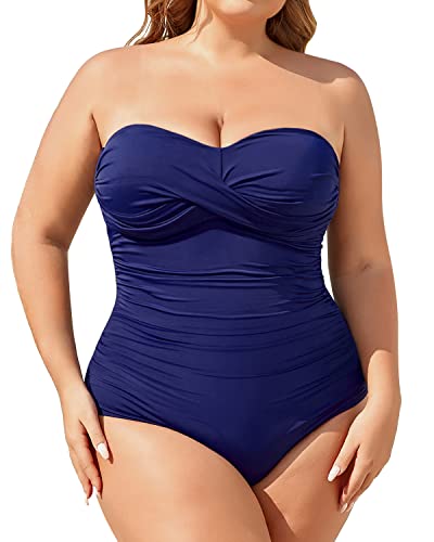 Drune | Plus Size Bauchkontrolle Trägerloser Einteiler Badeanzug