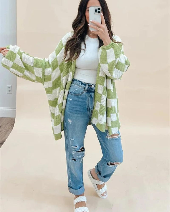 Drune | Übergroße Karierte Strickjacke
