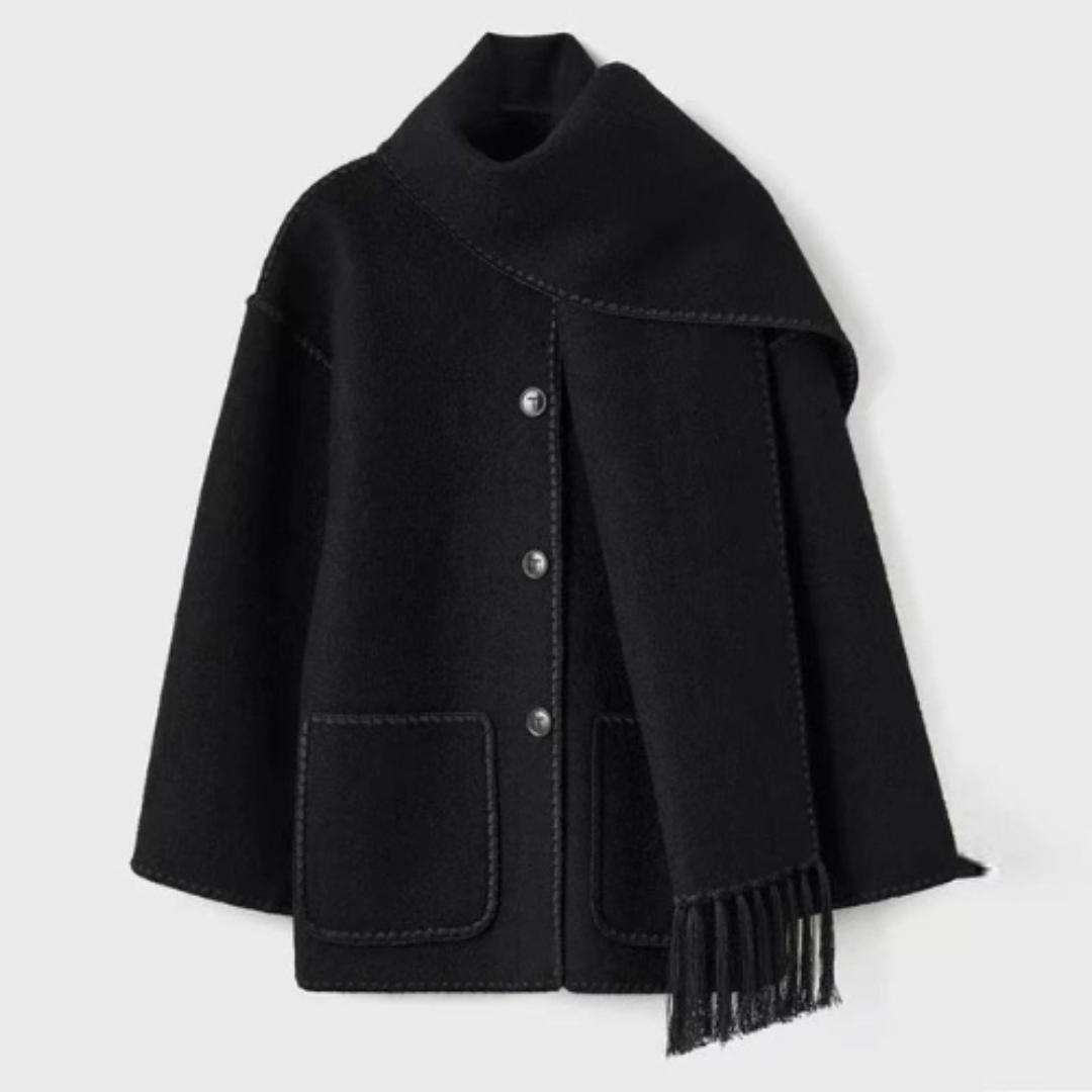 Drune | Damen Warmer Wickelkragen Winterjacke Lockere Stil