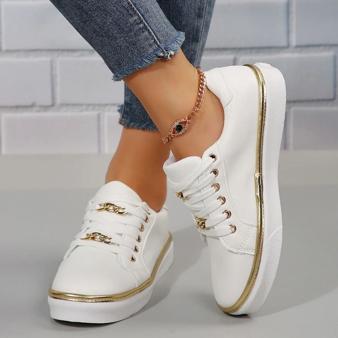 Drune | Bequeme Damen Sneaker Mit Goldakzenten Und Weicher Einlegesohle Für Sommer