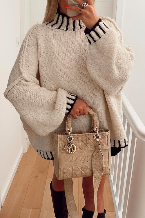 Drune | Cozy roll-neck sweater with color block pattern