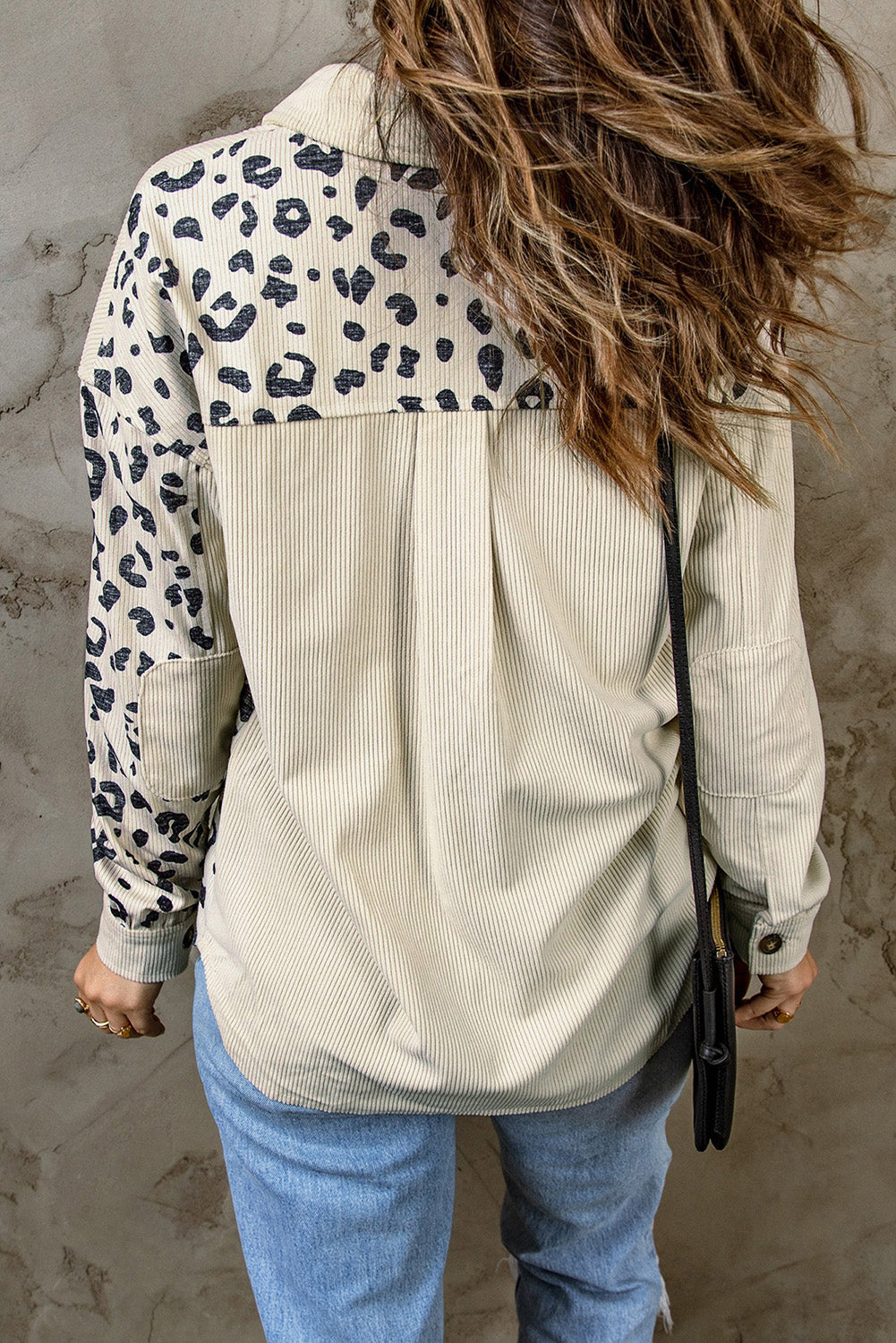 Drune | Double Take Leopard Print Pocketed Cord-Jacke