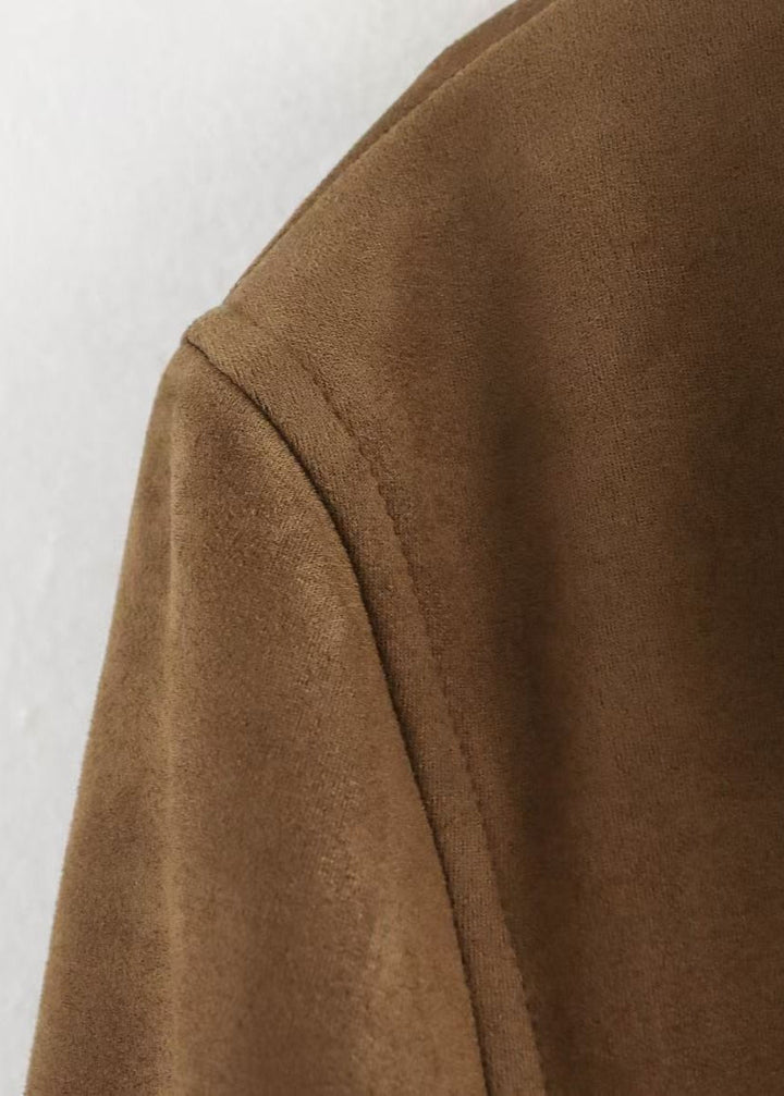 Drune | Wildleder Knopf-Front Blazer mit Pattentaschen