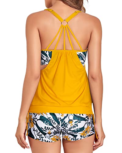 Drune | Push up Damen Tankini Badeanzug Zwei Teile Bauchkontrolle Badeanzüge