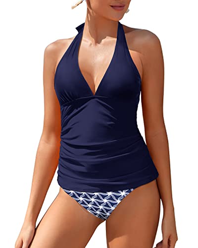 Drune | Damen Sexy V-Ausschnitt Halter Tankini Oberteil Mit Bikini Unterteil