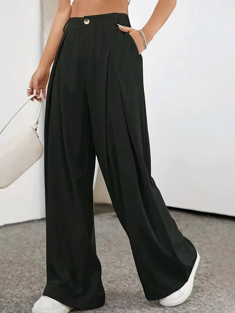 Drune | Schicke Herbst Hohe Taille Plissee Hose für Frauen