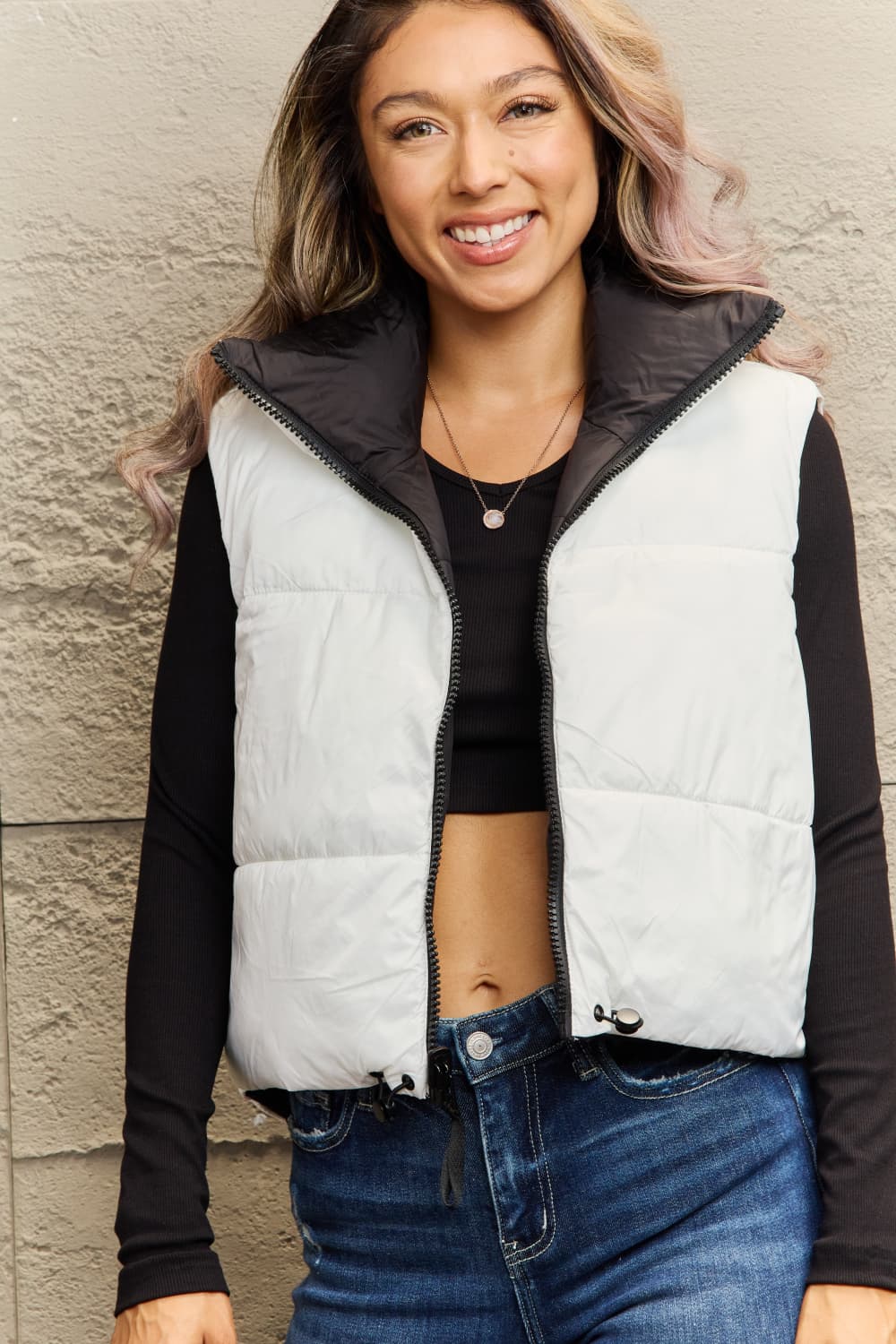 Drune | Zip-Up Drawstring Puffer Weste