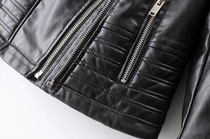 Drune - Revers Reißverschluss Slim Fit Lederjacke