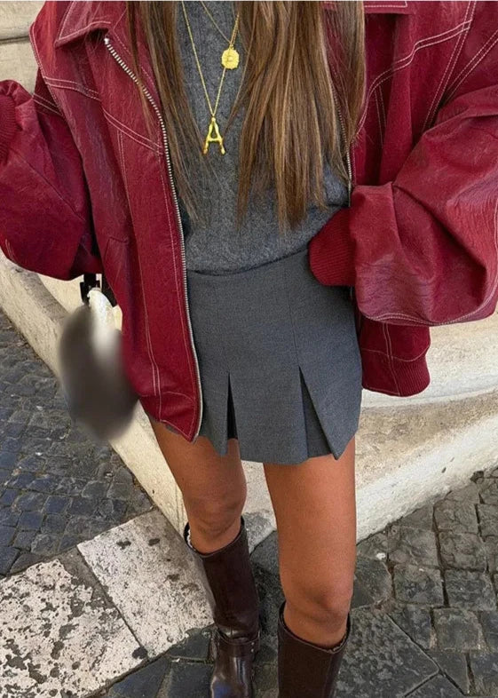 Drune | Weinroter Reißverschlussjacke