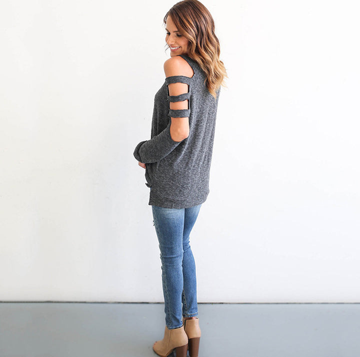 Damen Freizeitlicher Cut-Out Pullover mit lässigem Schnitt Drune