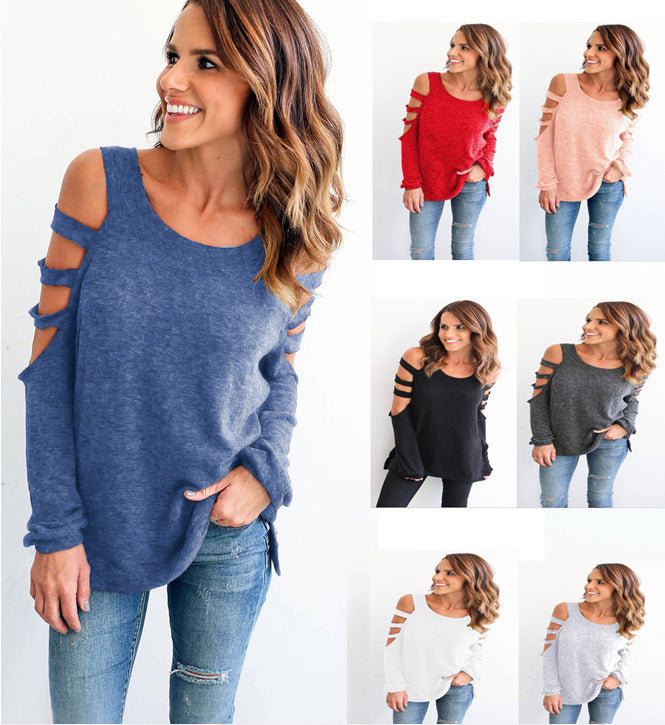 Damen Freizeitlicher Cut-Out Pullover mit lässigem Schnitt Drune