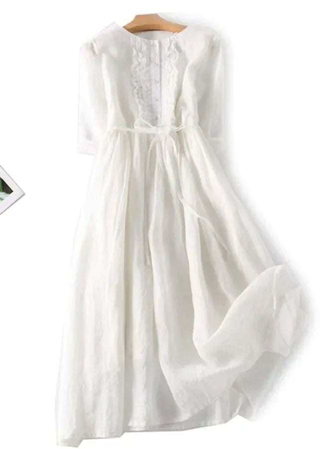 Drune | Baumwolle Leinen Rüschenkleid