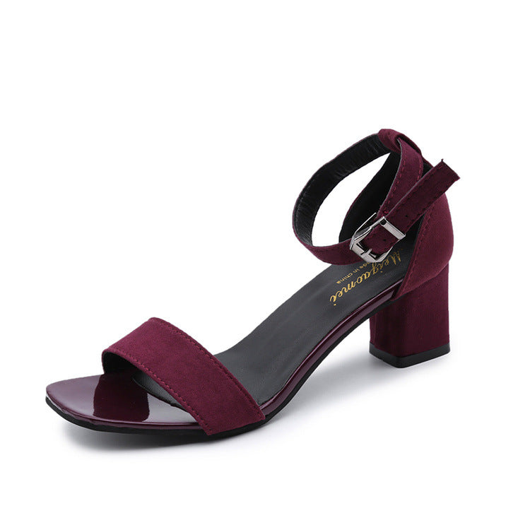 Damen eleganter Riemchen-Sandaletten mit robustem Blockabsatz und verstellbarem Fesselriemen Heidi-Mode