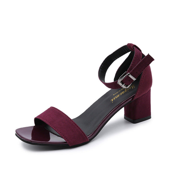 Damen eleganter Riemchen-Sandaletten mit robustem Blockabsatz und verstellbarem Fesselriemen Heidi-Mode