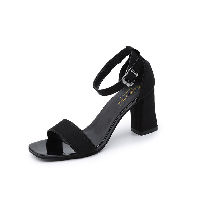 Damen eleganter Riemchen-Sandaletten mit robustem Blockabsatz und verstellbarem Fesselriemen Heidi-Mode