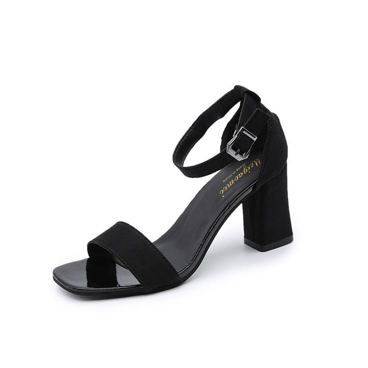 Damen eleganter Riemchen-Sandaletten mit robustem Blockabsatz und verstellbarem Fesselriemen Heidi-Mode