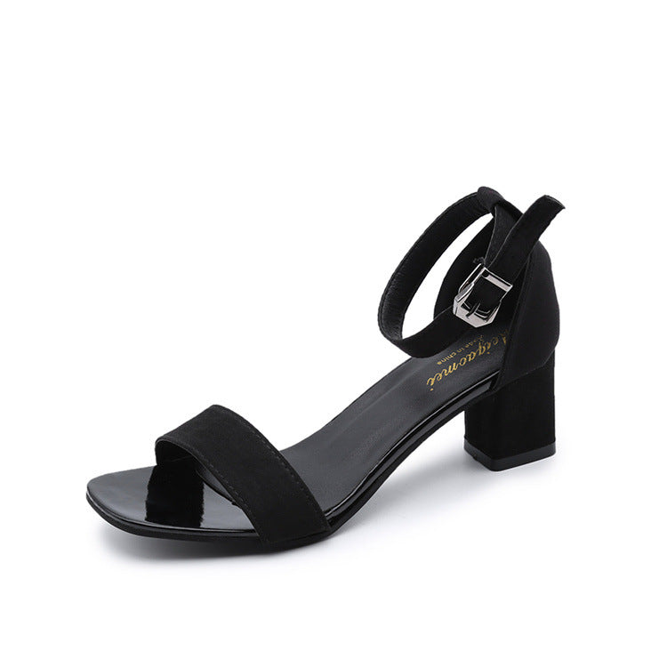 Damen eleganter Riemchen-Sandaletten mit robustem Blockabsatz und verstellbarem Fesselriemen Heidi-Mode