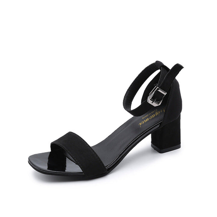Damen eleganter Riemchen-Sandaletten mit robustem Blockabsatz und verstellbarem Fesselriemen Heidi-Mode