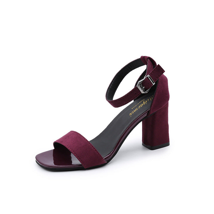 Damen eleganter Riemchen-Sandaletten mit robustem Blockabsatz und verstellbarem Fesselriemen Heidi-Mode