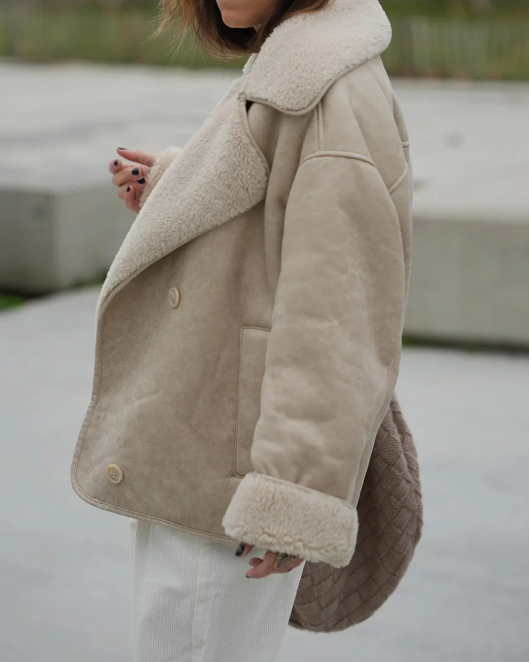 Drune | Stilvolle Jacke mit Kunstleder und Fleece Details