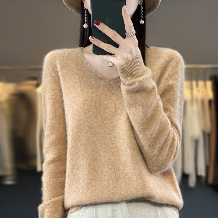 Drune | Lockere Damenpullover mit V-Ausschnitt für Herbst und Winter
