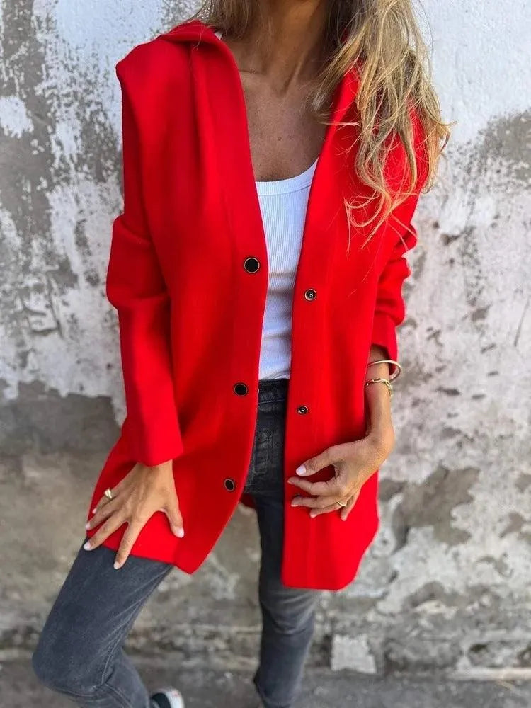 Drune | Lässiger einreihiger Cardigan mit Kapuze