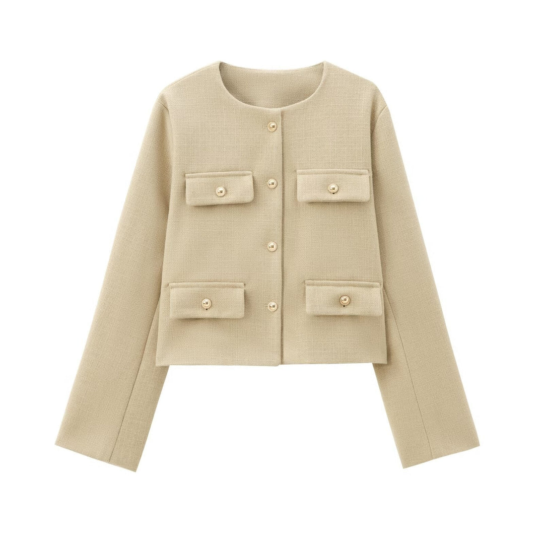 Drune | Hals Einfarbig Einreiher Jacke