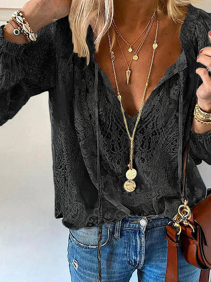 Drune | Exklusive Bluse mit Spitzenverzierungen