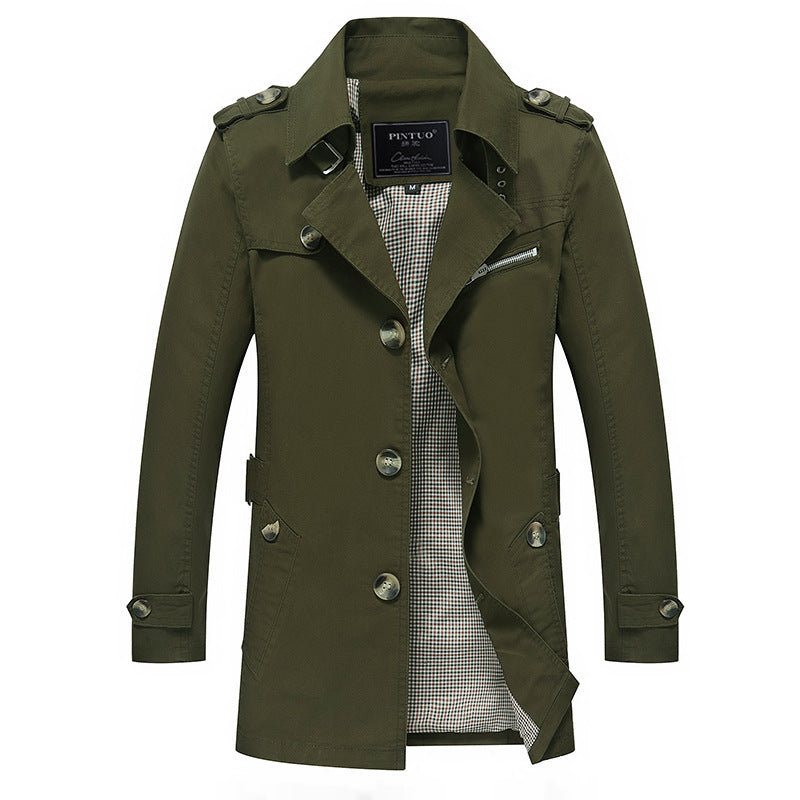 Herren modische Trenchcoat-Jacke mit eleganten Details und mehrfachen Taschen Drune