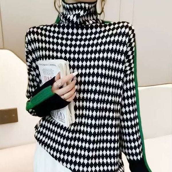 Drune | Eleganter Pullover mit schwarz-weißem Karomuster
