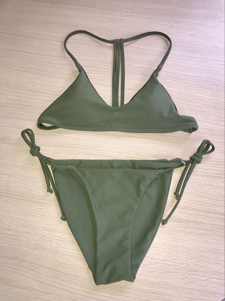 Damen Bikini-Set mit verstellbaren Trägern und seitlichen Bindebändern Drune