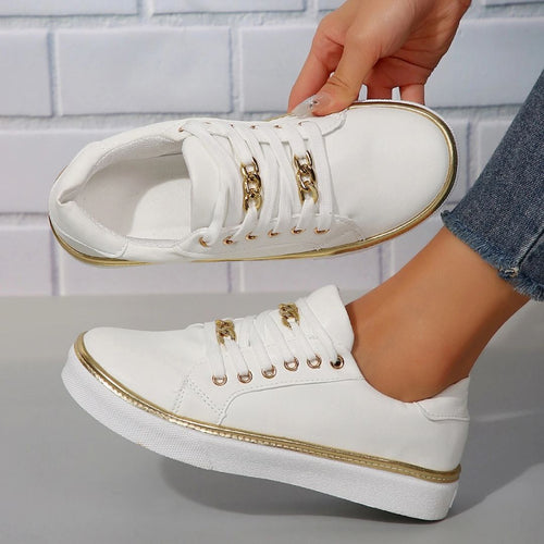 Drune | Bequeme Damen Sneaker Mit Goldakzenten Und Weicher Einlegesohle Für Sommer