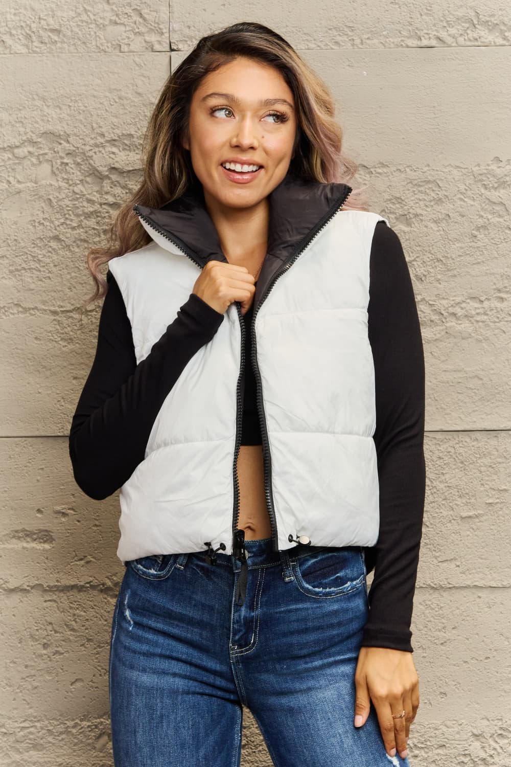 Drune | Zip-Up Drawstring Puffer Weste