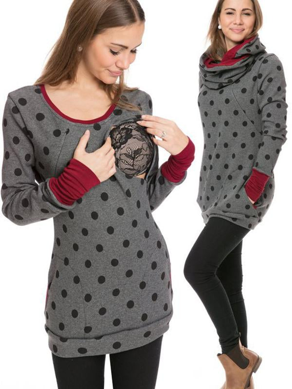 Drune Schwangerschafts-Chaps, Krankenschwester-Sweatshirts, Blumendruck, Taschen, Reißverschluss, Stillkleidung