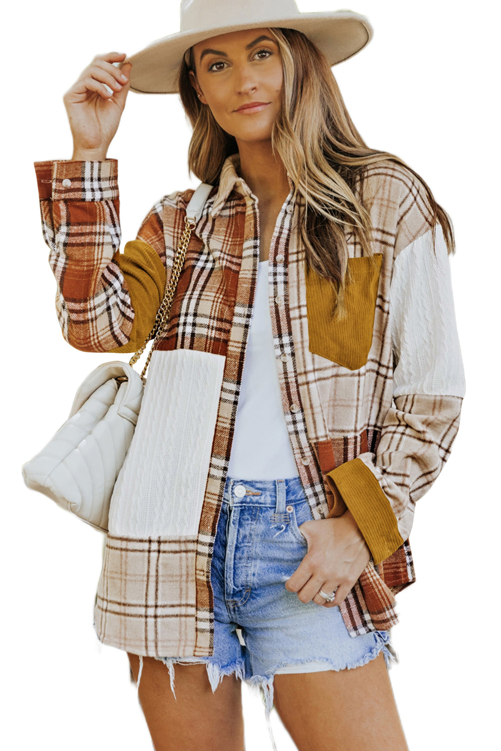 Drune | Gitterhemde mit Patchwork-details Baumwollmischung Perfekt Für Layering