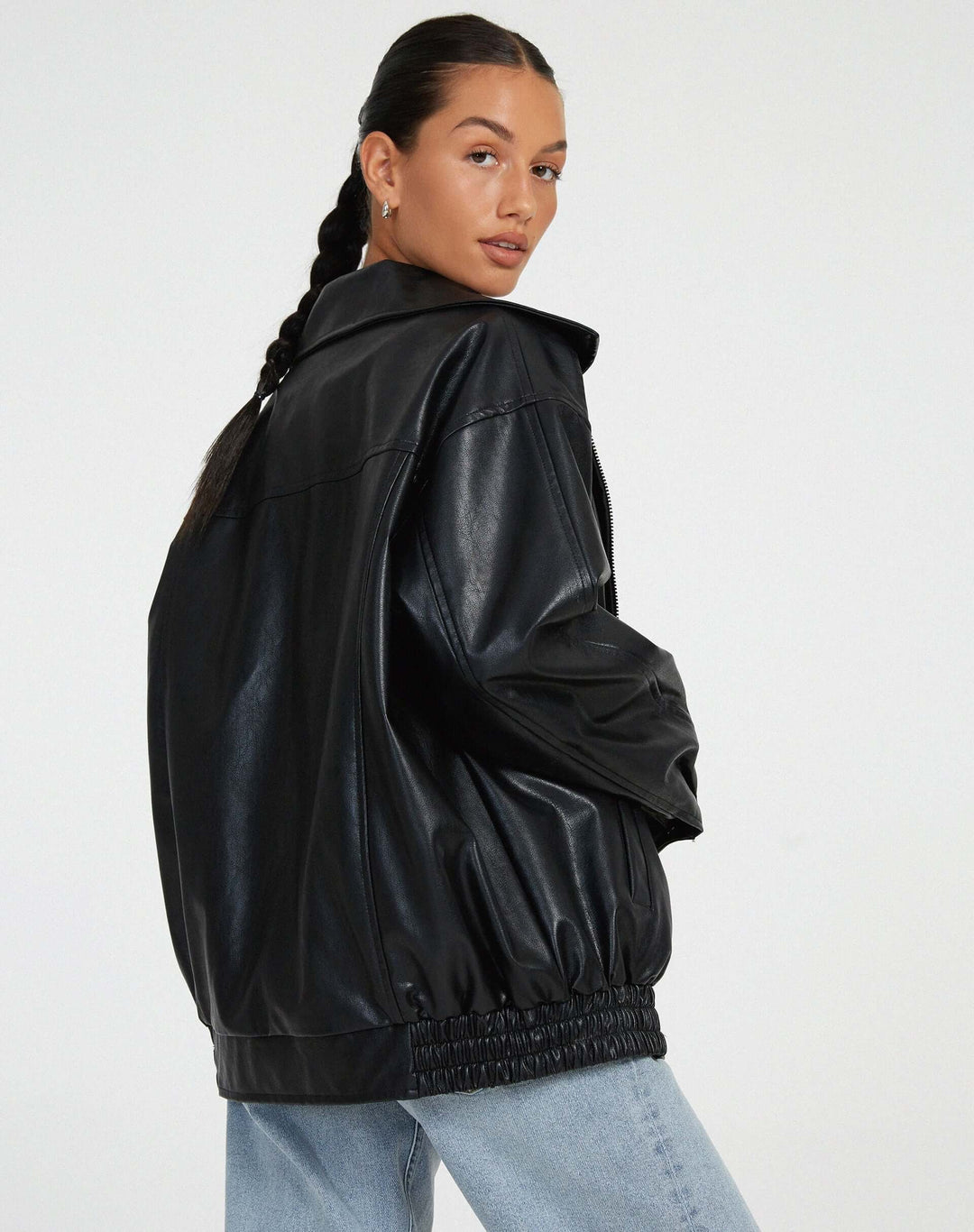 Drune | Übergroße Damen Kunstlederjacke
