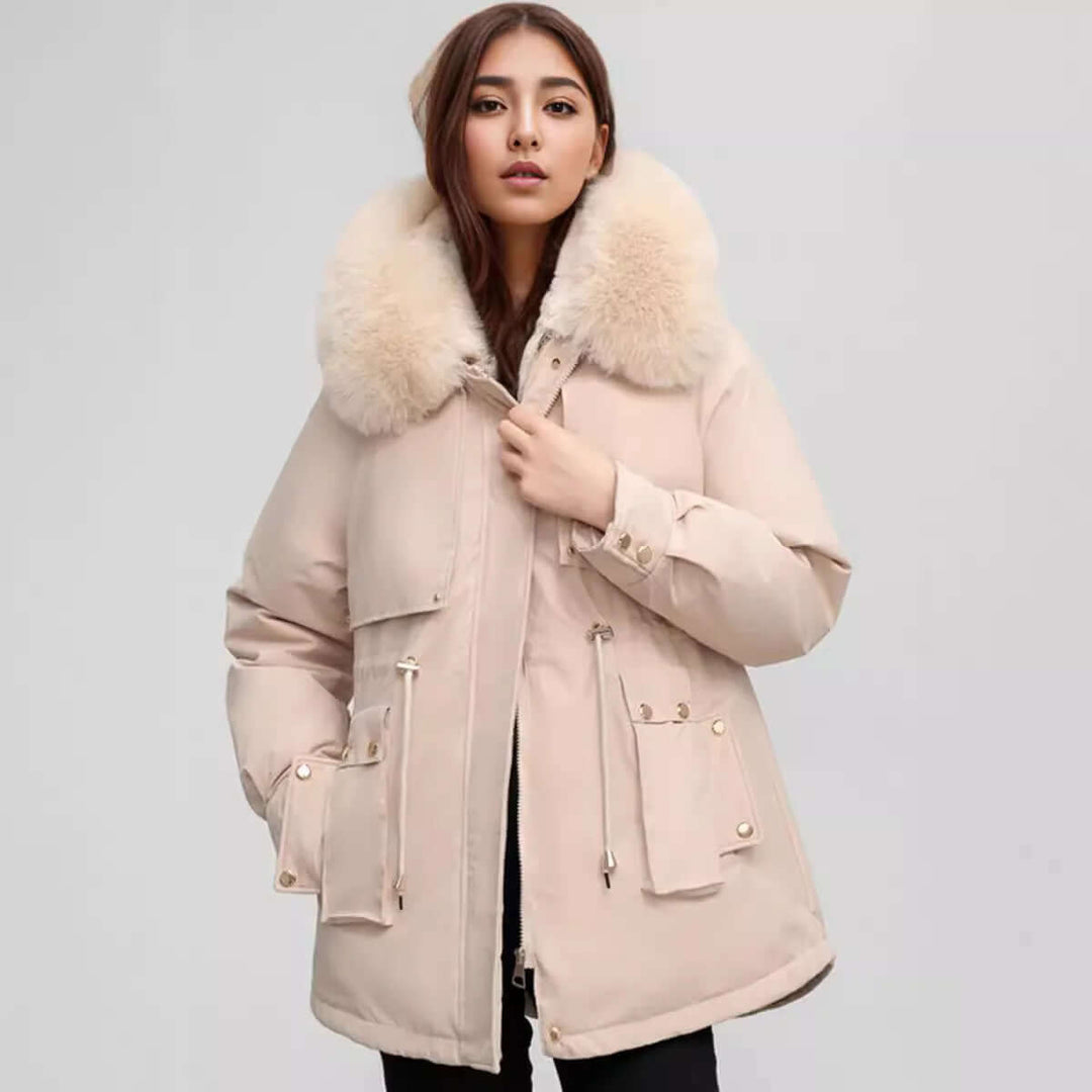 Drune | Damen Winter Kunstpelzkragen Mantel