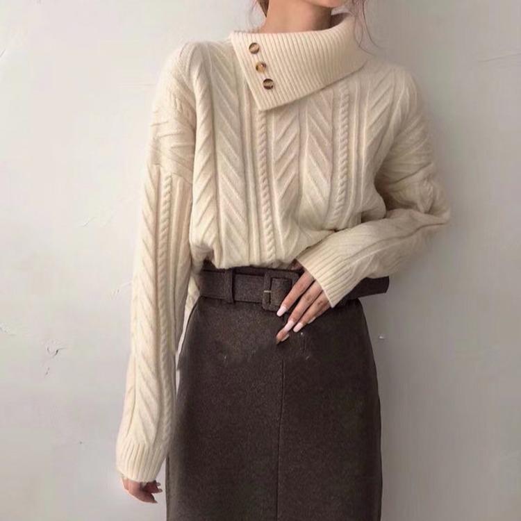 Drune | Strickpullover mit Asymmetrischem Kragen Weich und Elegant Zeitloses Design