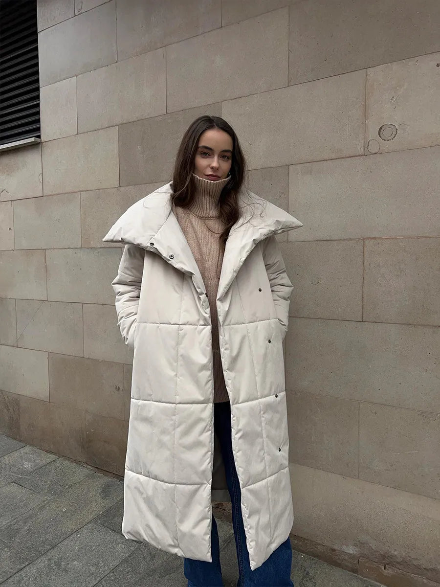 Drune | Lange Winterjacke mit elegantem breitem Kragen