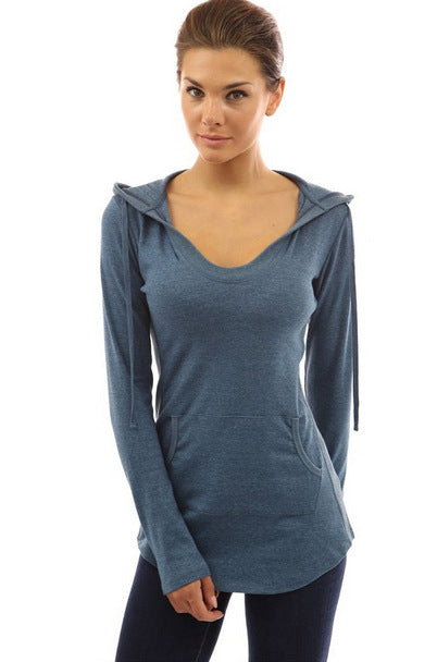 Damen Freizeitpullover mit tiefem V-Ausschnitt und hüftlangem Schnitt Drune