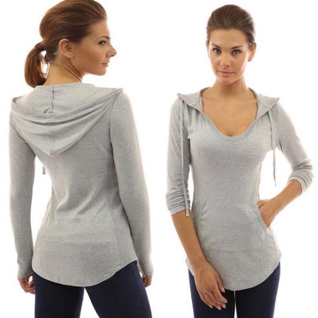 Damen Freizeitpullover mit tiefem V-Ausschnitt und hüftlangem Schnitt Drune