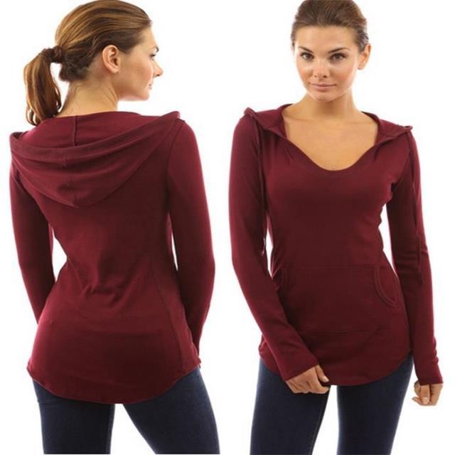 Damen Freizeitpullover mit tiefem V-Ausschnitt und hüftlangem Schnitt Drune