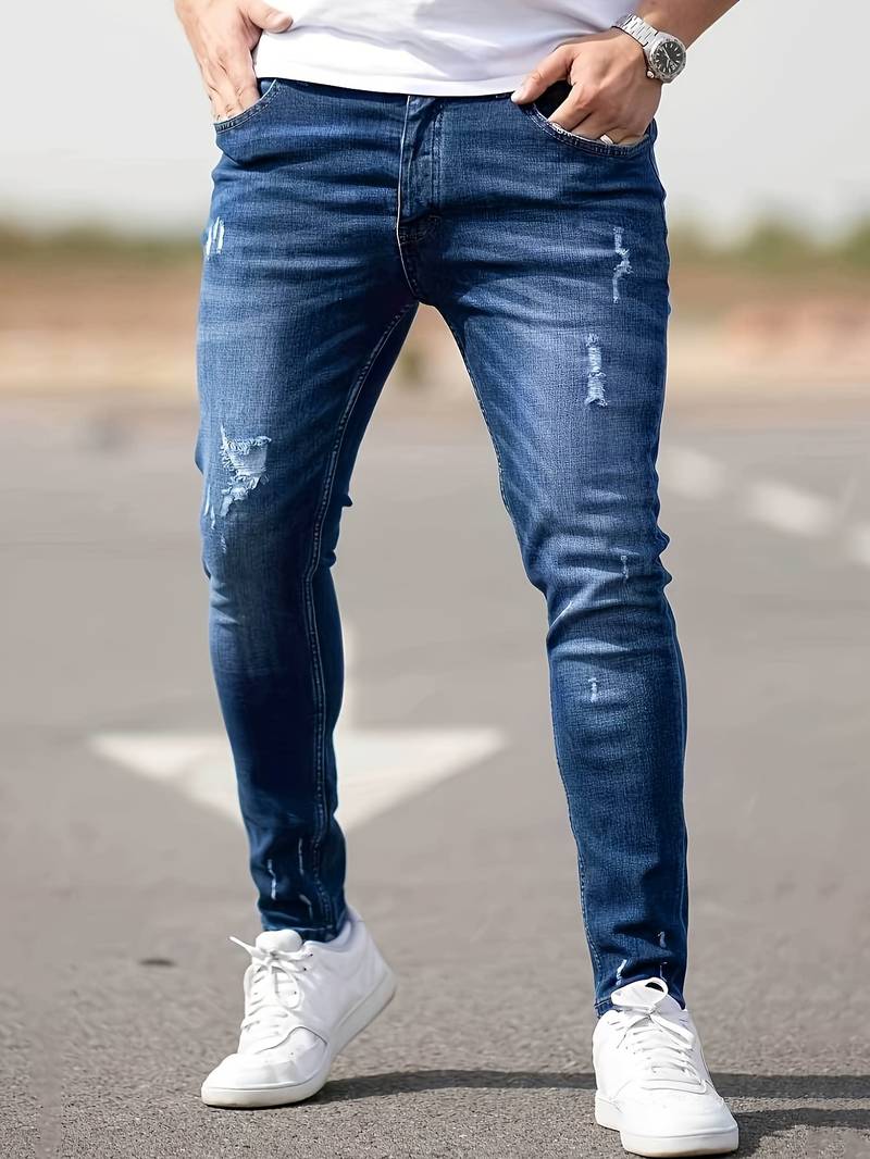 Drune | Skinny Fit Jeans mit Rissen - Stretch Denim Hose für Alltag & Streetwear Style
