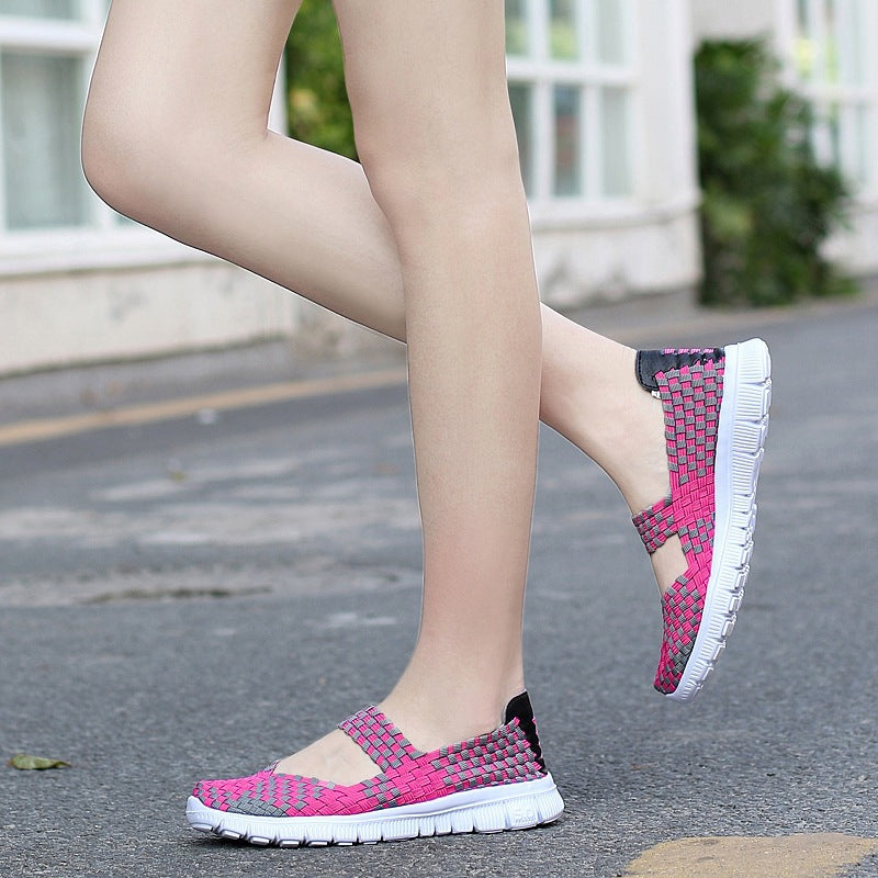 Damen nan elastischer Mary-Jane-Riemchen-Komfortschuh mit gewebtem Stretch-Obermaterial und flexibler Leichtsohle Drune