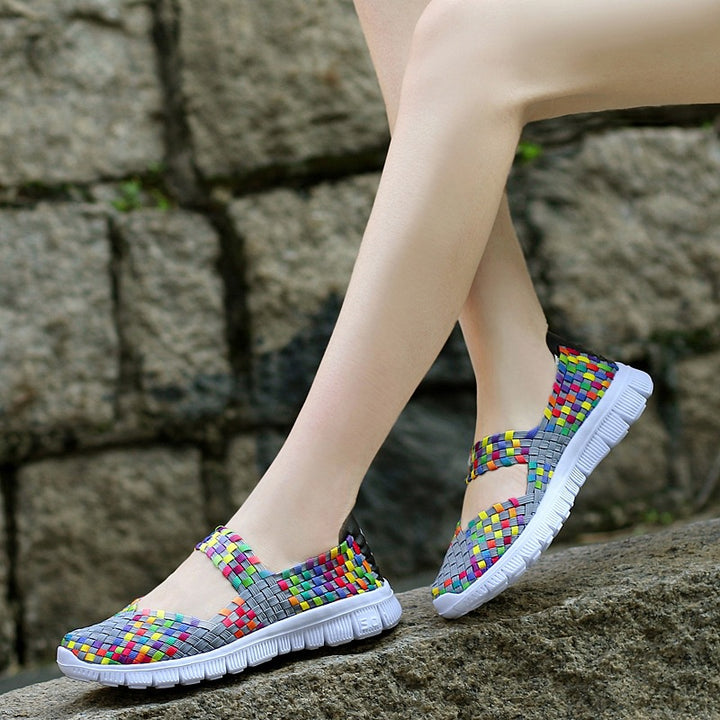 Damen nan elastischer Mary-Jane-Riemchen-Komfortschuh mit gewebtem Stretch-Obermaterial und flexibler Leichtsohle Drune